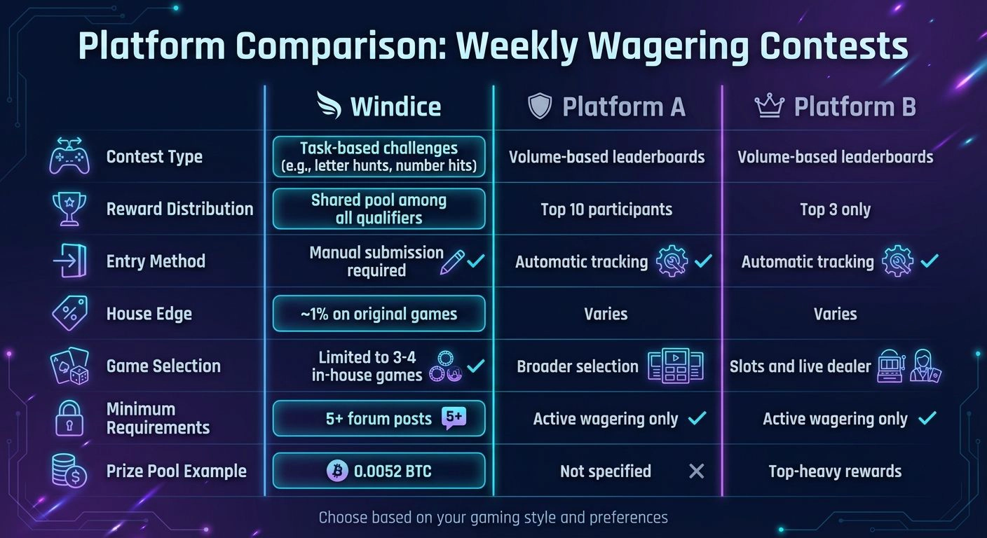 Windice vs Platform A vs Platform B Weekly Wagering Contest Comparison