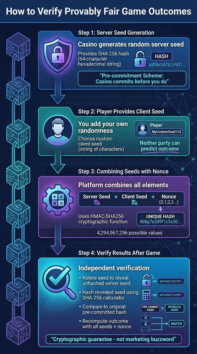 How to Verify Provably Fair Game Outcomes: 4-Step Blockchain Verification Process