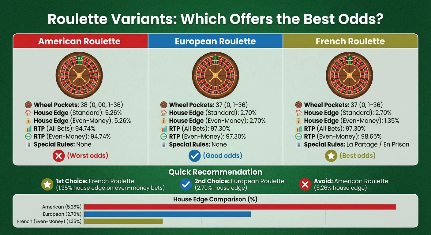 Roulette Variants Comparison: House Edge and Odds Across American, European, and French Roulette